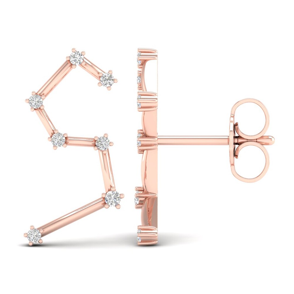 Diamond Leo Constellation Earrings 1/8 ct tw Round 14K Rose Gold cSD8Awgs Diamond Leo Constellation Earrings 1/8 ct tw Round 14K Rose Gold cSD8Awgs