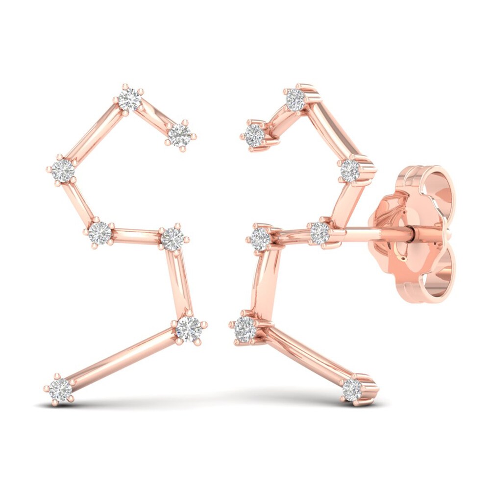 Diamond Leo Constellation Earrings 1/8 ct tw Round 14K Rose Gold cSD8Awgs Diamond Leo Constellation Earrings 1/8 ct tw Round 14K Rose Gold cSD8Awgs