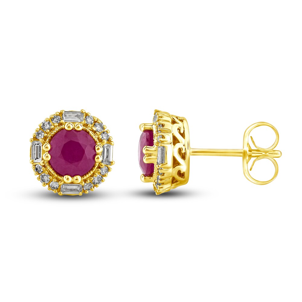 Natural Ruby Stud Earrings 1/4 ct tw Diamonds 14K Yellow Gold cSX1SMjt Natural Ruby Stud Earrings 1/4 ct tw Diamonds 14K Yellow Gold cSX1SMjt