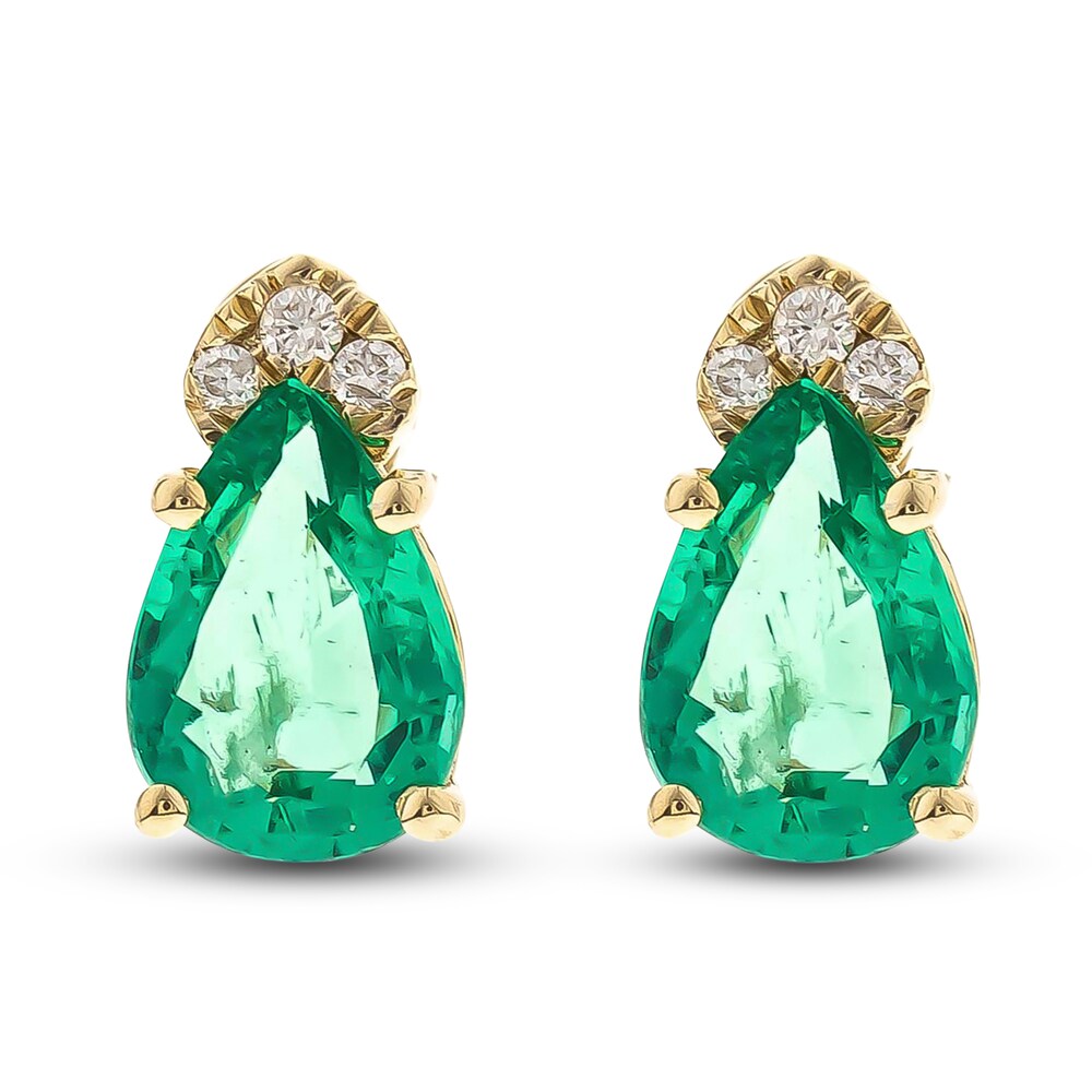 Natural Emerald Earrings Diamond Accents 10K Yellow Gold cTKUWhQR Natural Emerald Earrings Diamond Accents 10K Yellow Gold cTKUWhQR