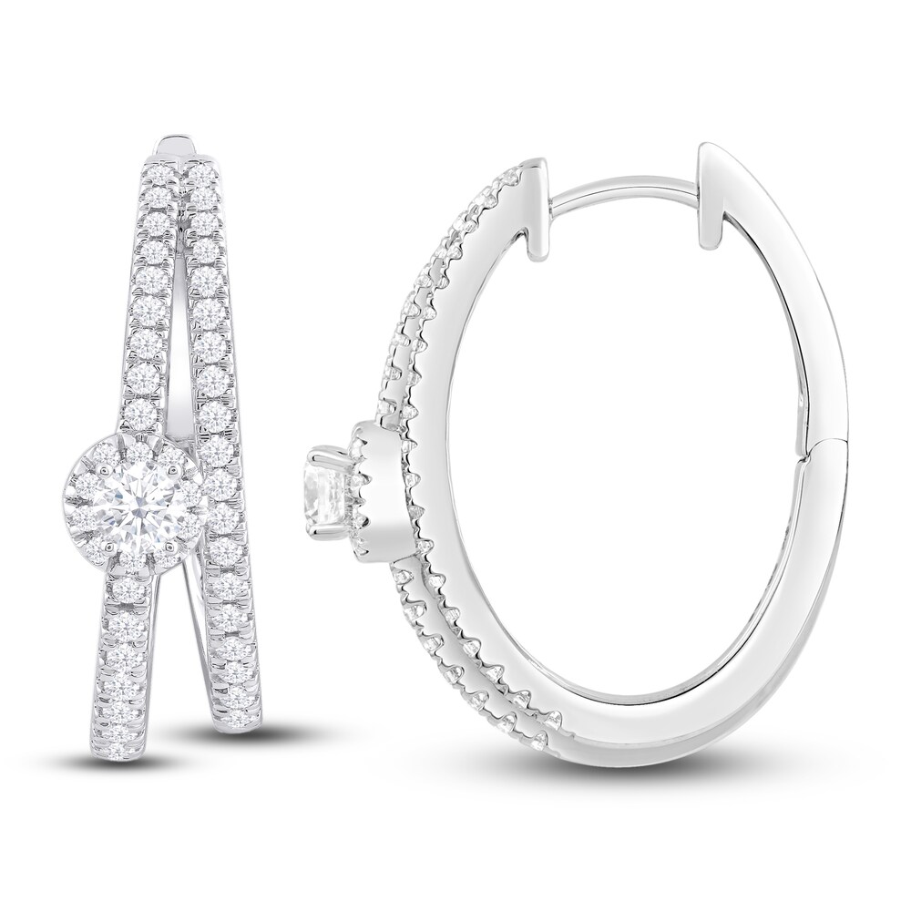 Diamond Hoop Earrings 1 ct tw Round 14K White Gold cTxZ5vYT Diamond Hoop Earrings 1 ct tw Round 14K White Gold cTxZ5vYT