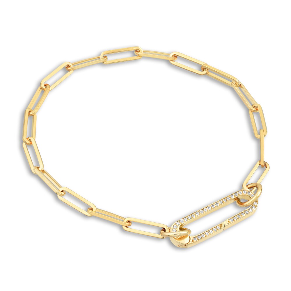 Paperclip Split Chain Bracelet 14K Yellow Gold 6.25\" cXToEaIF