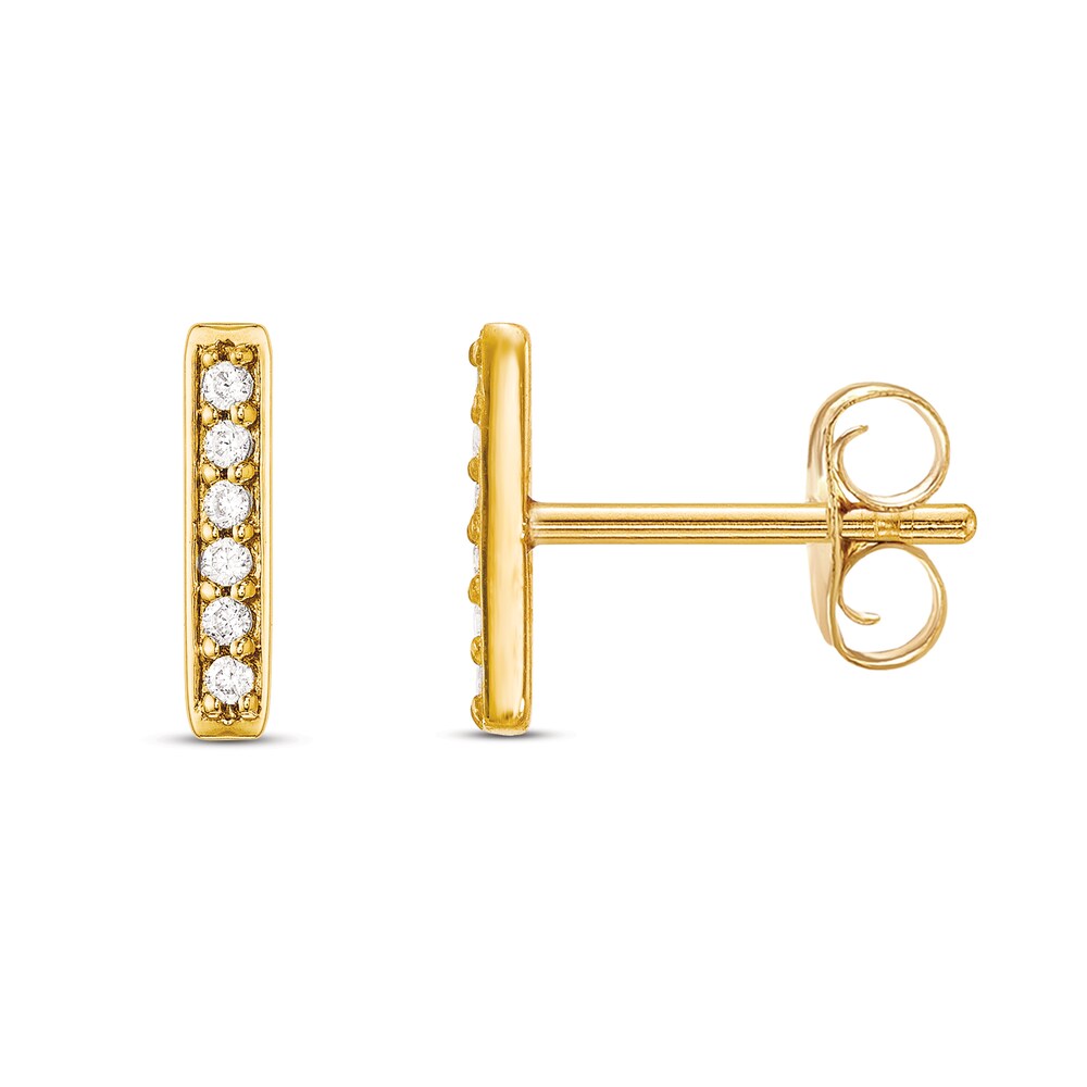 Diamond Bar Earrings 1/10 ct tw Round 14K Yellow Gold cdl6au4q