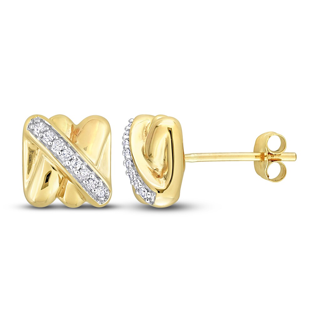 Diamond Y-Knot Stud Earrings 1/15 ct tw Round 14K Yellow Gold chwho5EQ Diamond Y-Knot Stud Earrings 1/15 ct tw Round 14K Yellow Gold chwho5EQ