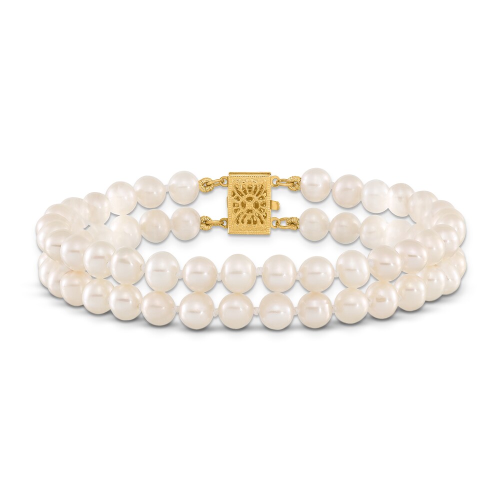 Cultured Freshwater Pearl Dual Strand Bracelet 14K Yellow Gold 7.5" civOKUdG Cultured Freshwater Pearl Dual Strand Bracelet 14K Yellow Gold 7.5" civOKUdG