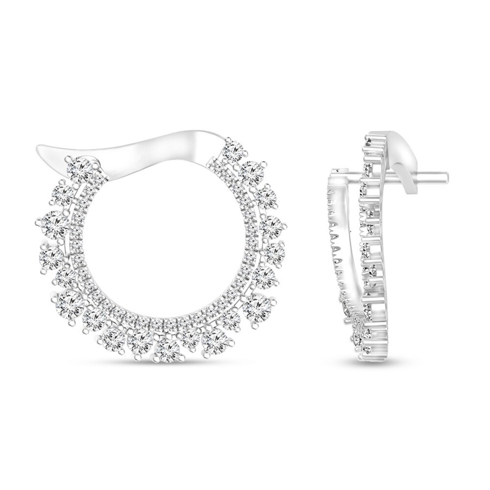 Diamond Hoop Earrings 1 1/3 ct tw Round 14K White Gold cjJib42S Diamond Hoop Earrings 1 1/3 ct tw Round 14K White Gold cjJib42S