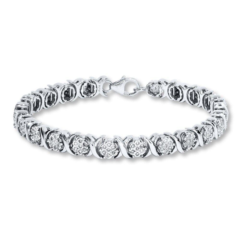 Diamond Bracelet 3/4 ct tw Round-cut Sterling Silver ckIsKfcT