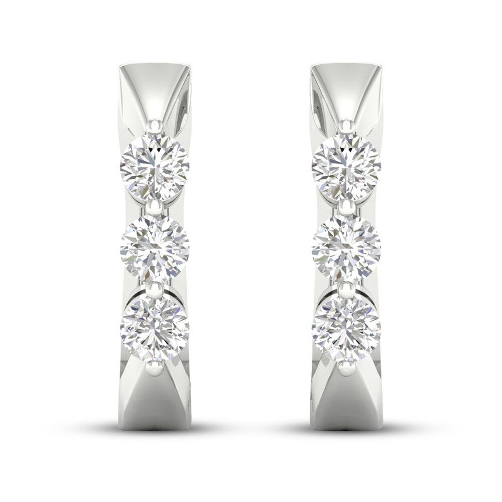 Diamond Hoop Earrings 1/4 ct tw Round 10K White Gold cqNqpHJV