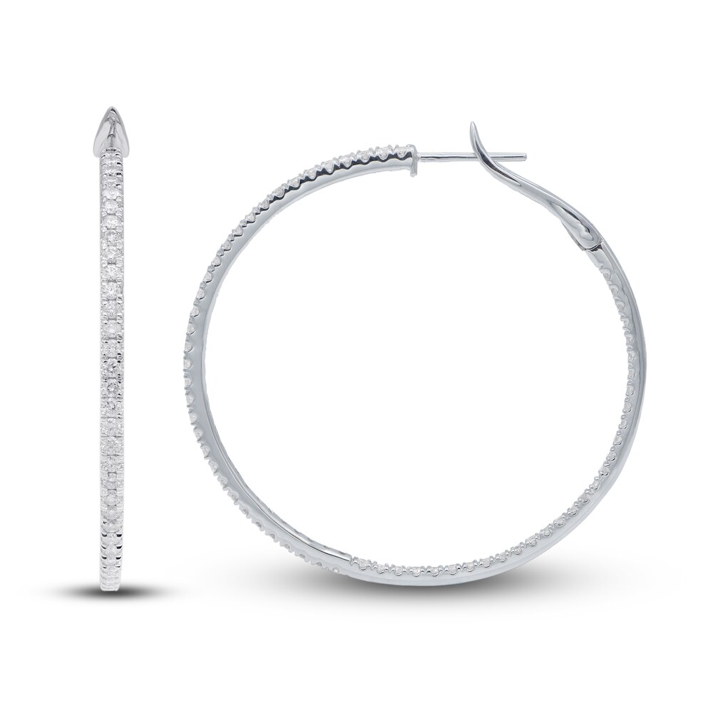 Diamond Hoop Earrings 3 ct tw Round 14K White Gold cwxGN2gZ Diamond Hoop Earrings 3 ct tw Round 14K White Gold cwxGN2gZ