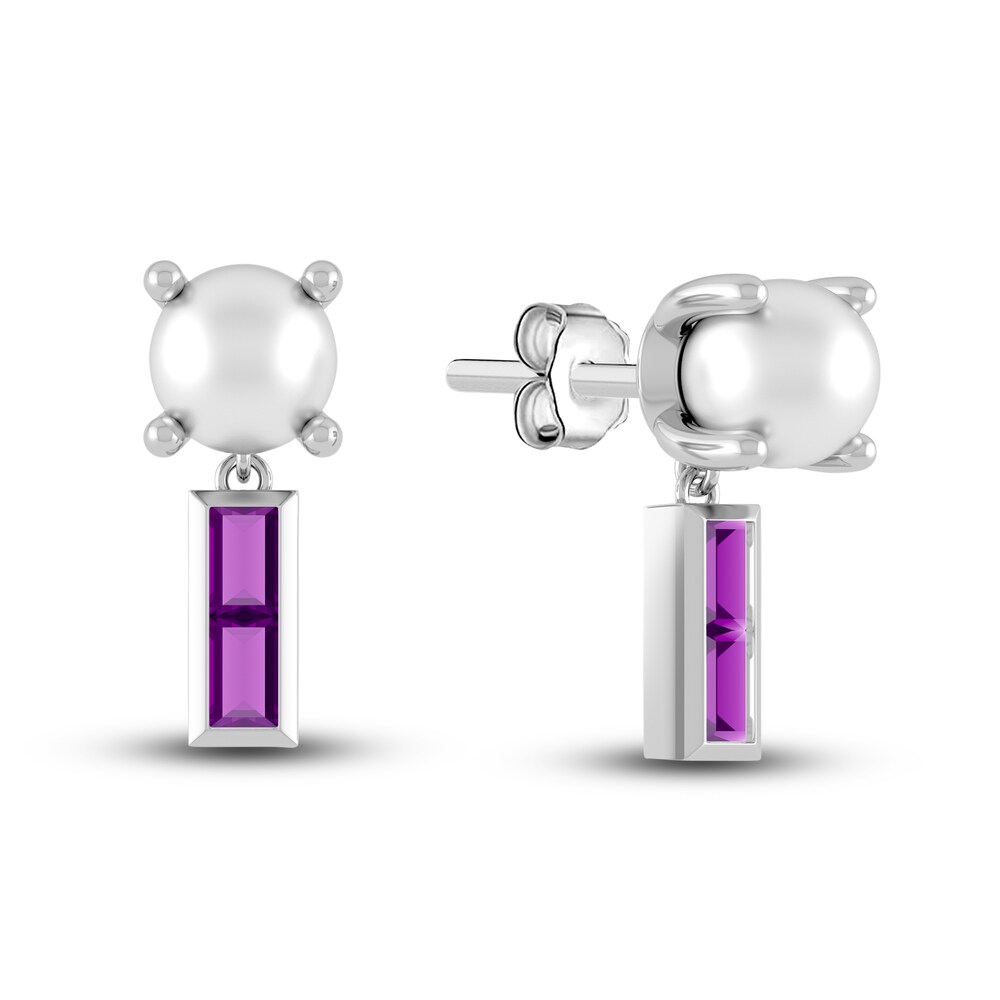 Juliette Maison Natural Amethyst Baguette and Cultured Freshwater Pearl Earrings 10K White Gold d15BJ9SL Juliette Maison Natural Amethyst Baguette and Cultured Freshwater Pearl Earrings 10K White Gold d15BJ9SL