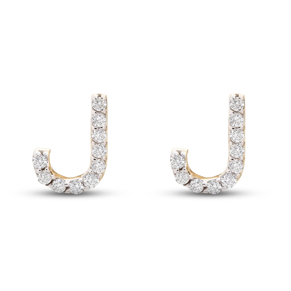 Diamond Letter J Earrings 1/10 ct tw Round 10K Yellow Gold d8otXarl Diamond Letter J Earrings 1/10 ct tw Round 10K Yellow Gold d8otXarl