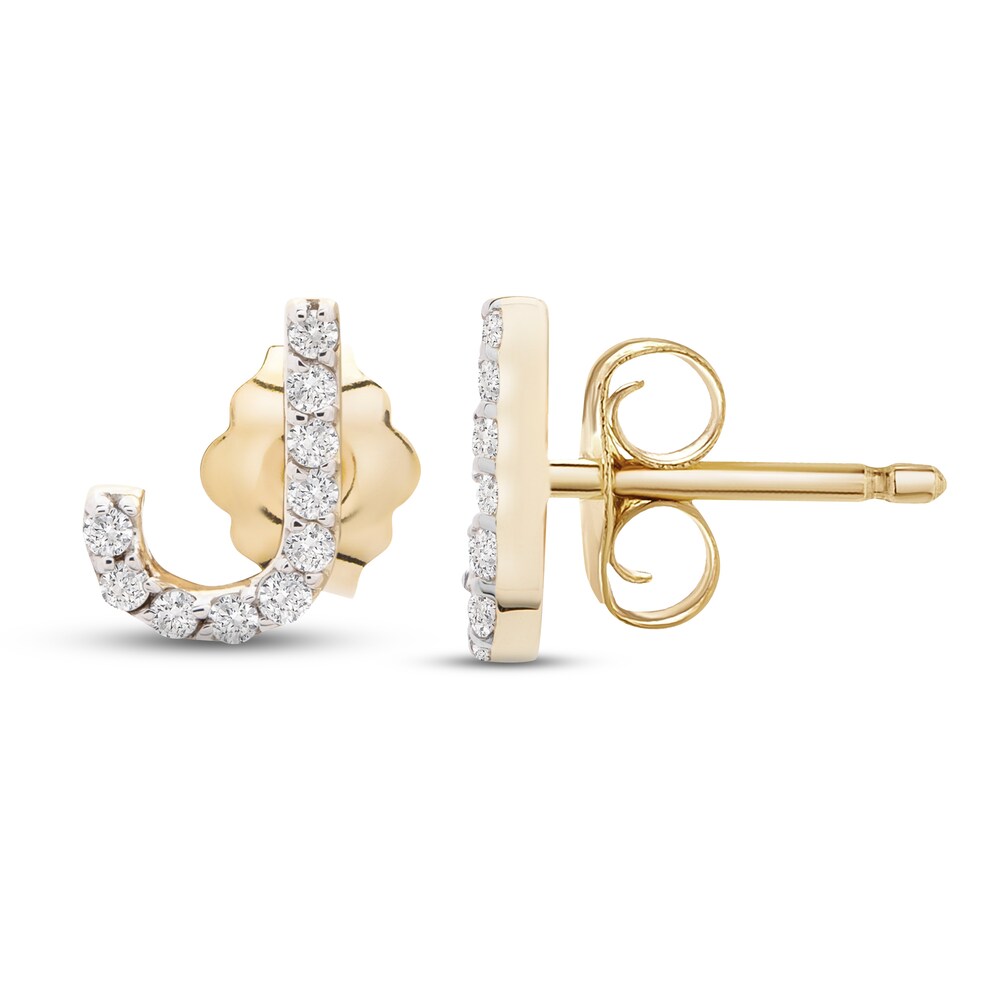 Diamond Letter J Earrings 1/10 ct tw Round 10K Yellow Gold d8otXarl Diamond Letter J Earrings 1/10 ct tw Round 10K Yellow Gold d8otXarl