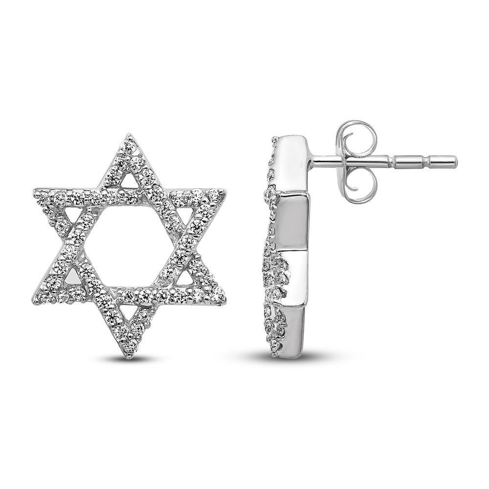 Diamond Star of David Stud Earrings 3/8 ct tw Round 14K White Gold dbHFQC5H