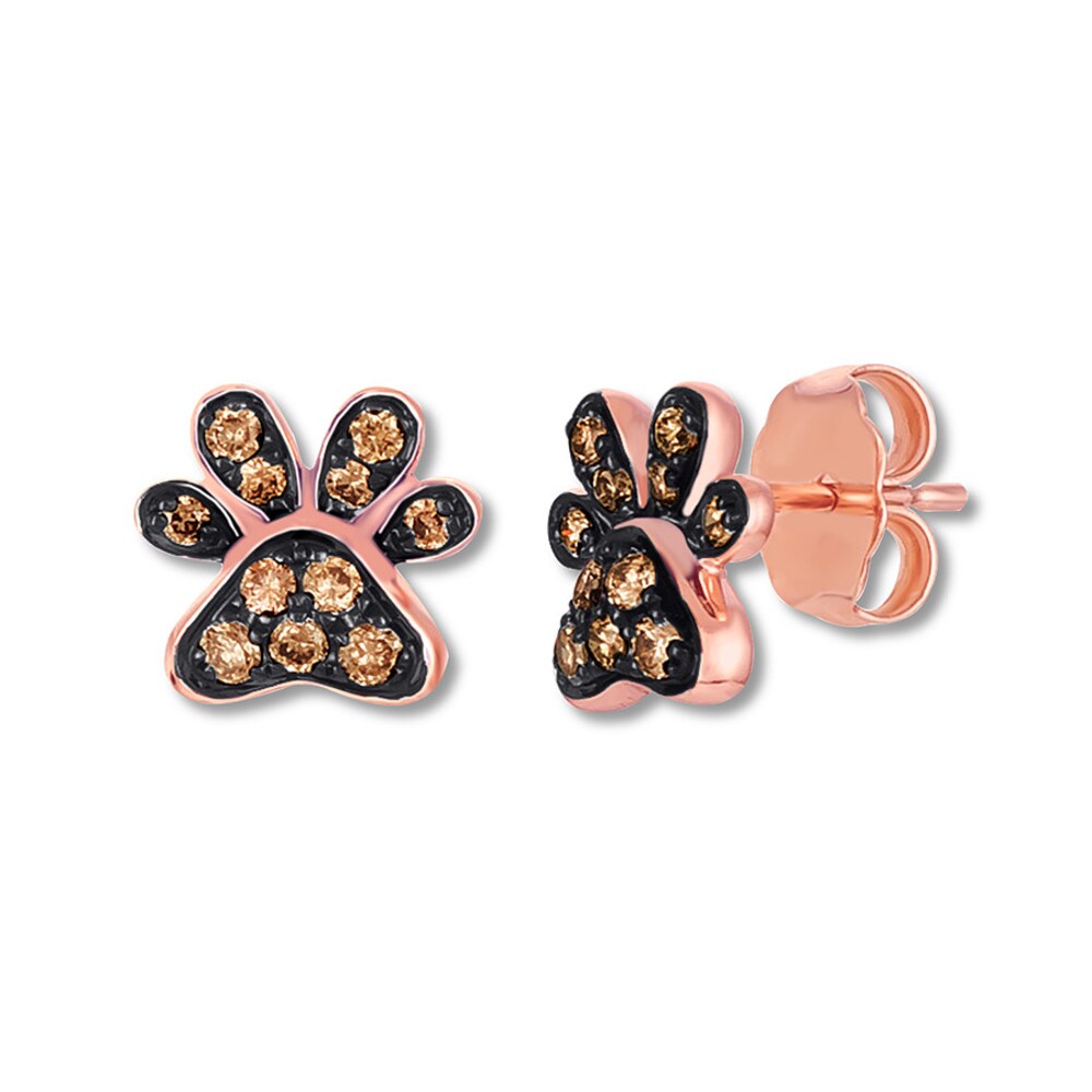Le Vian Dog Paw Earrings 1/6 ct tw Chocolate Diamonds 14K Gold dkMC1kME Le Vian Dog Paw Earrings 1/6 ct tw Chocolate Diamonds 14K Gold dkMC1kME