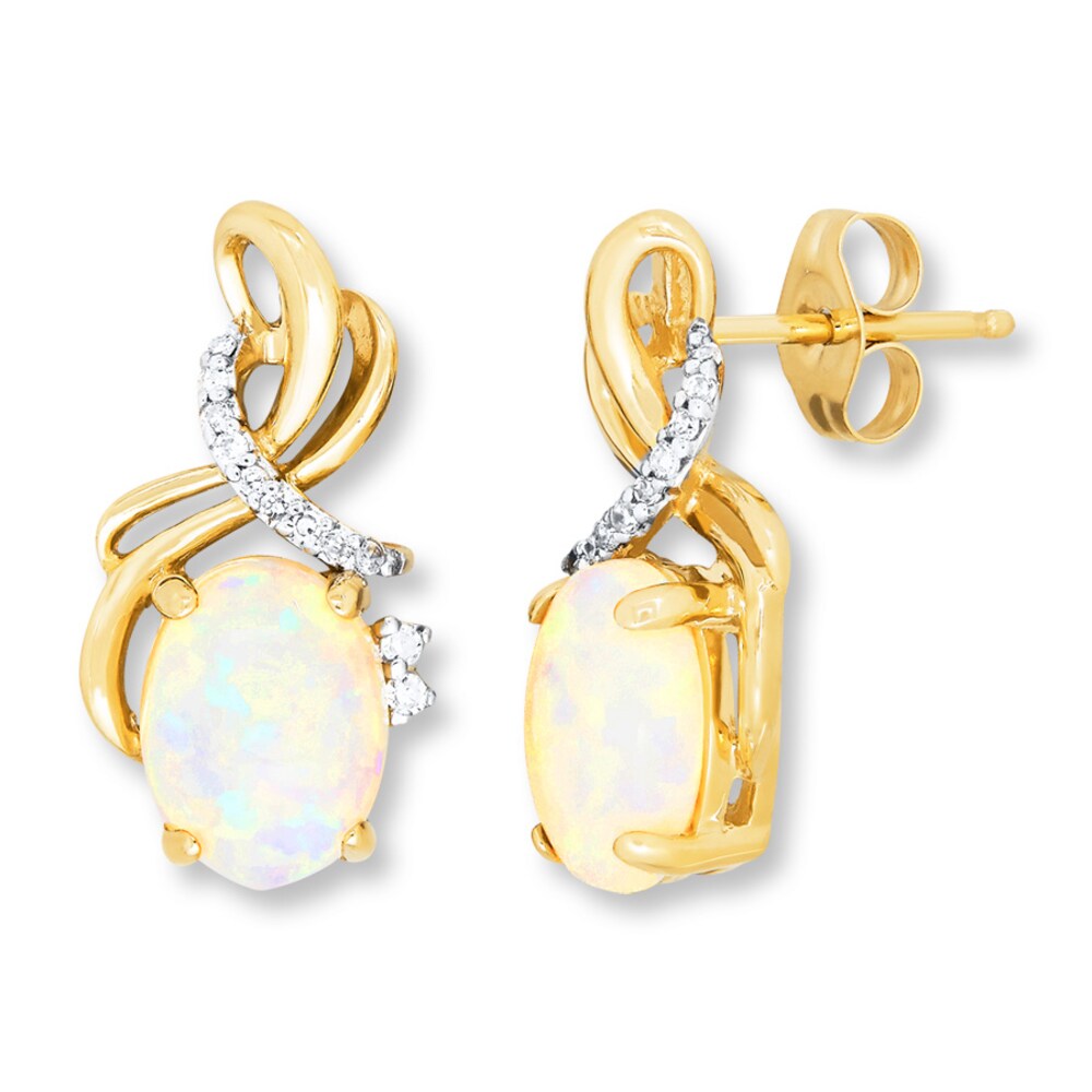 Lab-Created Opal Earrings 1/15 ct tw Diamonds 10K Yellow Gold e0fyuNwU Lab-Created Opal Earrings 1/15 ct tw Diamonds 10K Yellow Gold e0fyuNwU