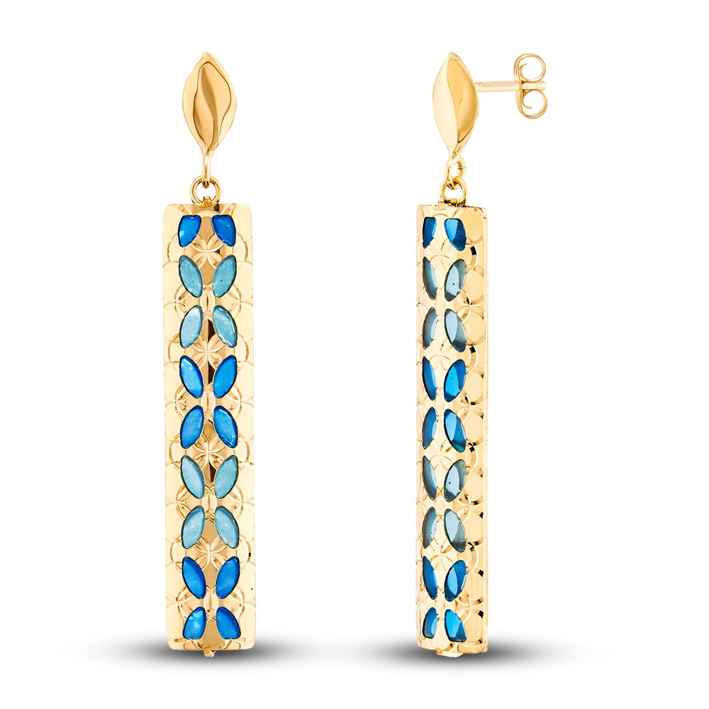 Italia D'Oro Blue Enamel Diamond-Cut Dangle Earrings 14K Yellow Gold e62hDq9Z Italia D'Oro Blue Enamel Diamond-Cut Dangle Earrings 14K Yellow Gold e62hDq9Z