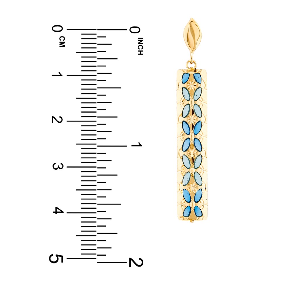 Italia D\'Oro Blue Enamel Diamond-Cut Dangle Earrings 14K Yellow Gold e62hDq9Z Italia D\'Oro Blue Enamel Diamond-Cut Dangle Earrings 14K Yellow Gold e62hDq9Z