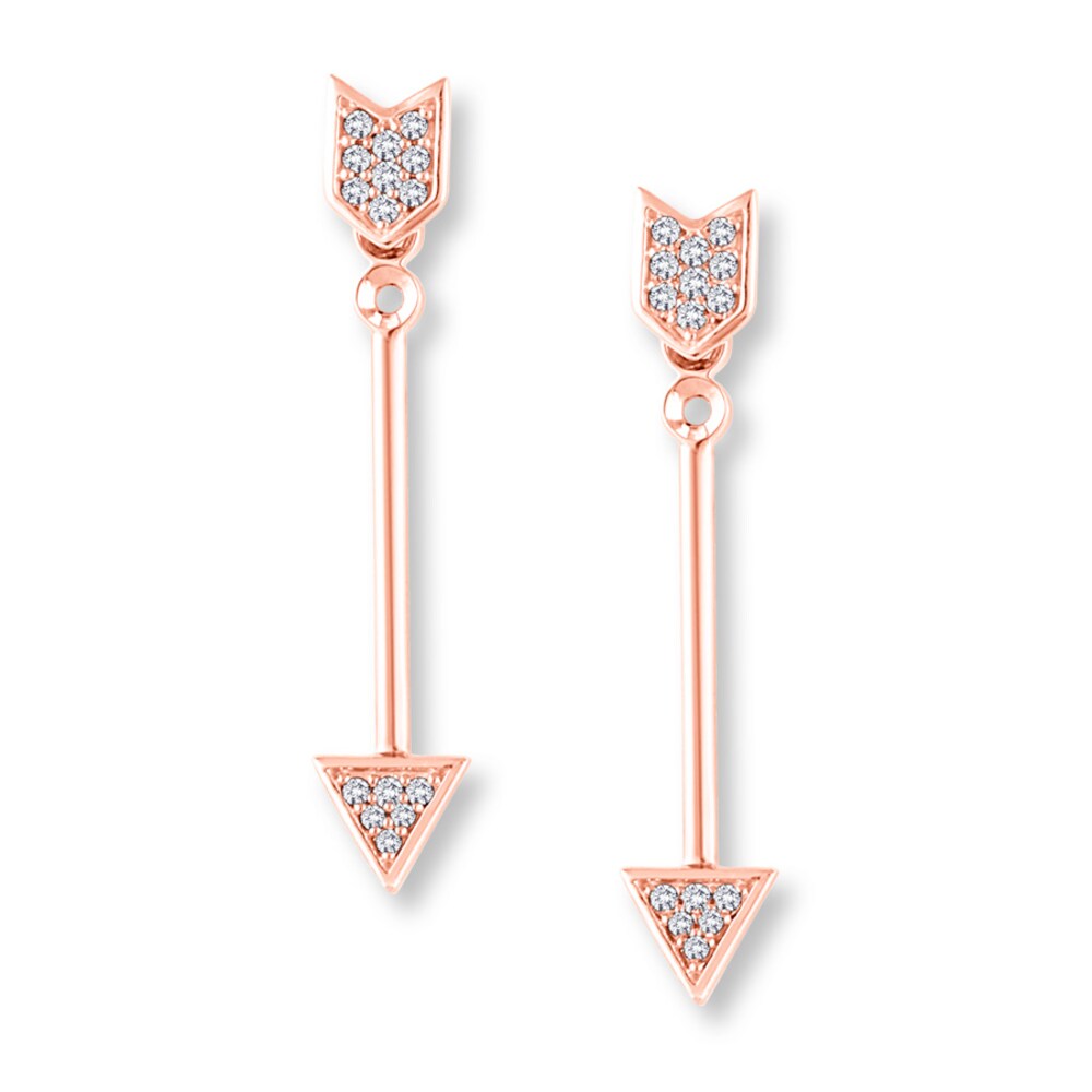 Arrow Front-Back Earrings 1/8 ct tw Diamonds 10K Rose Gold e9armygI Arrow Front-Back Earrings 1/8 ct tw Diamonds 10K Rose Gold e9armygI
