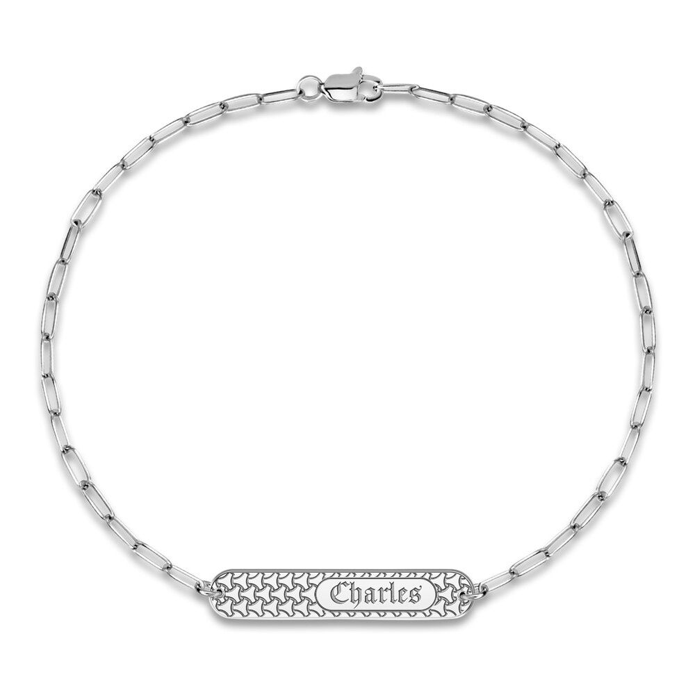 Engravable Station Bracelet Sterling Silver 7.5" 32mm eA2GGABZ Engravable Station Bracelet Sterling Silver 7.5" 32mm eA2GGABZ