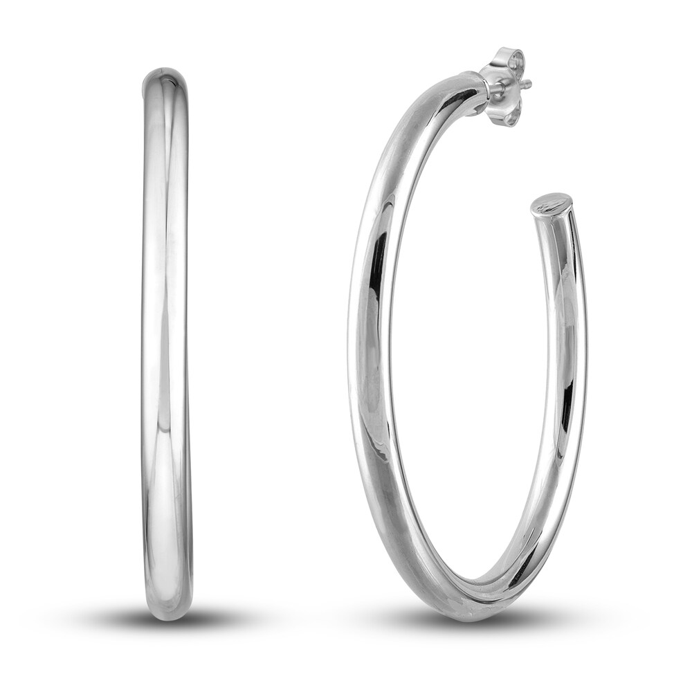 Polished Open Hoop Earrings 14K White Gold 50mm eEnMQxgB Polished Open Hoop Earrings 14K White Gold 50mm eEnMQxgB