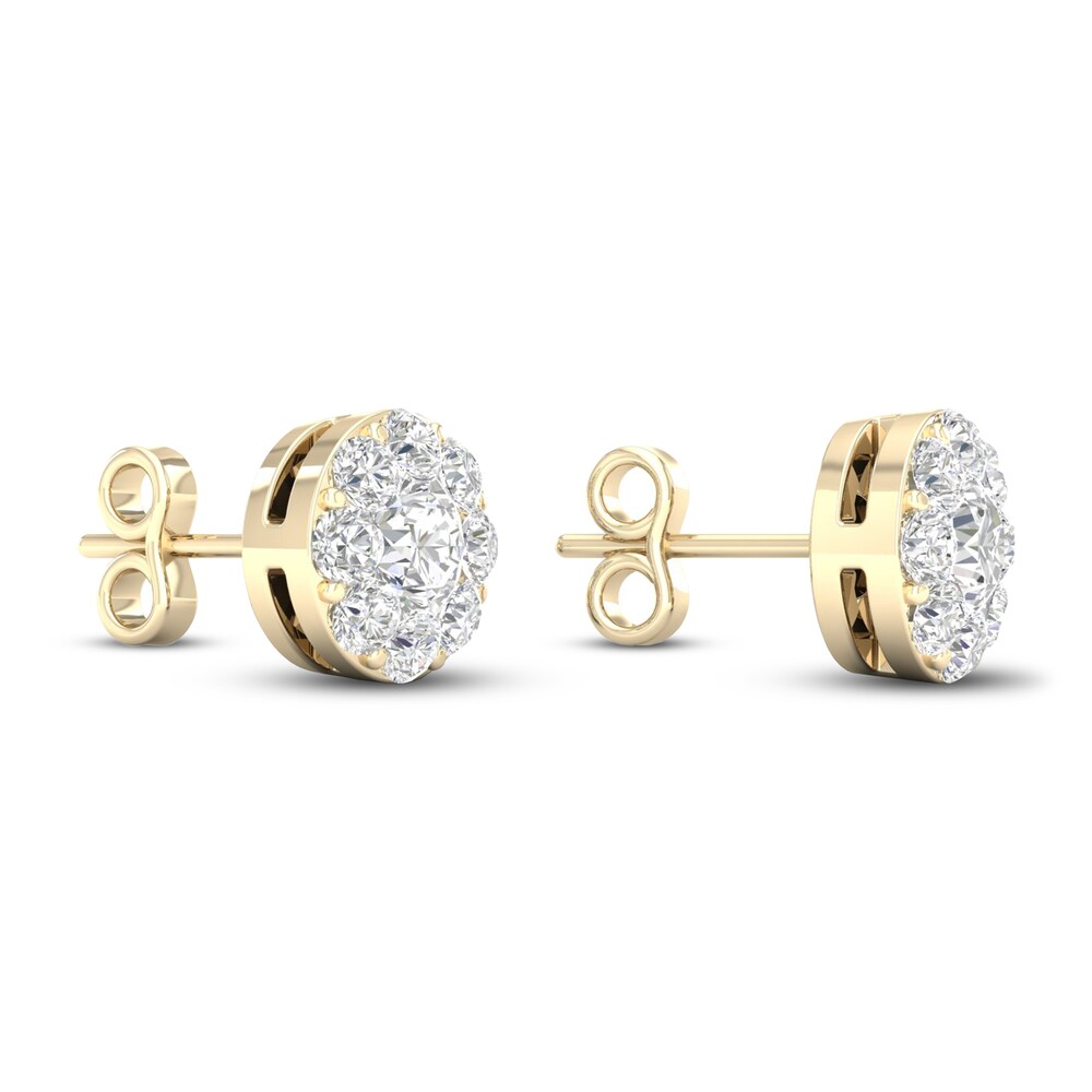 Diamond Stud Earrings 1 ct tw Round 14K Yellow Gold eVyEbd6X