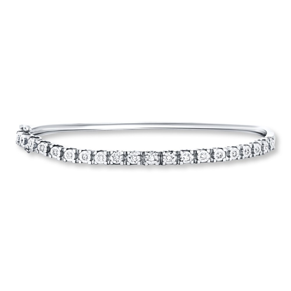 Diamond Bangle 1/4 ct tw Round-cut 10K White Gold eXH94VYU