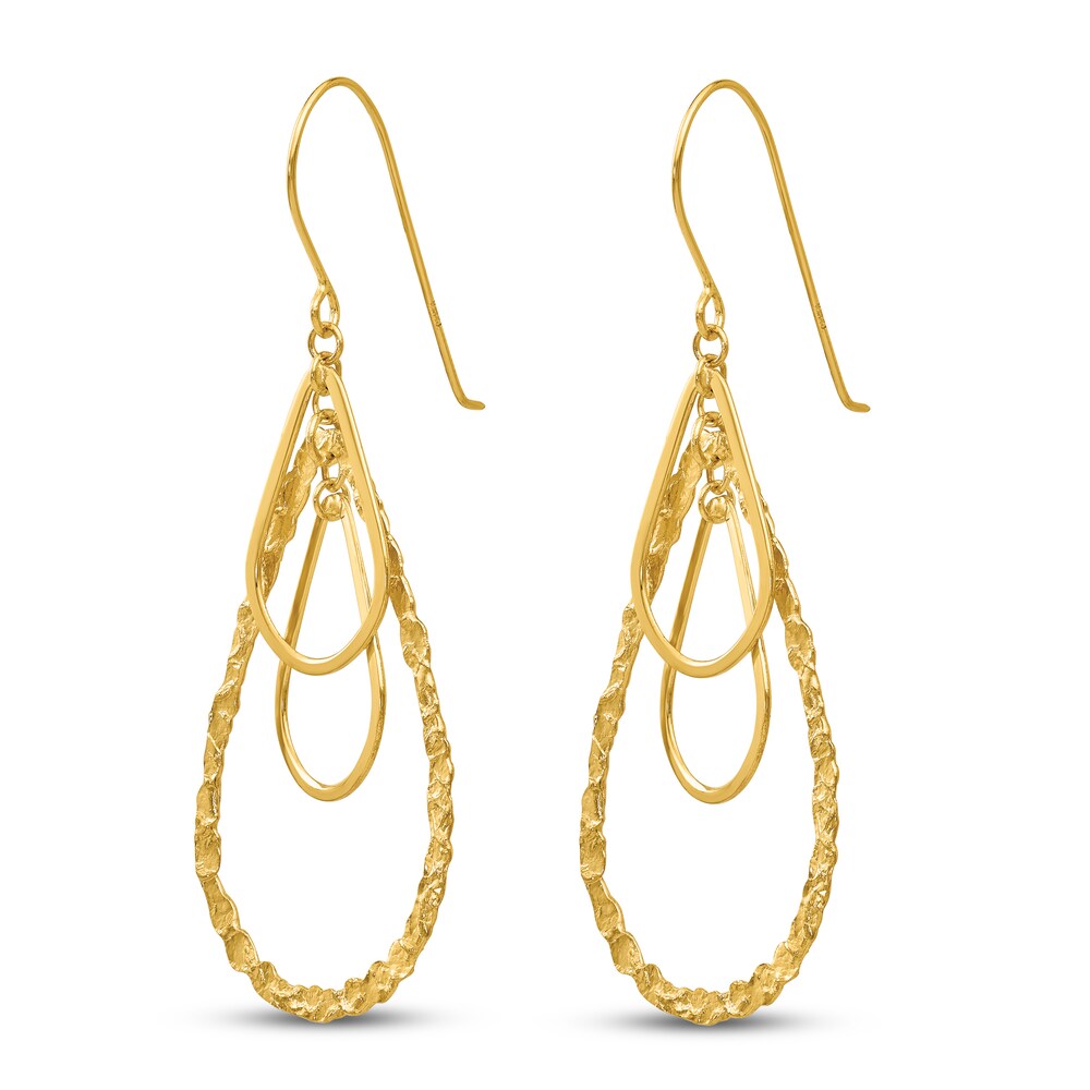 Open Tear Drop Dangle Earrings 14K Yellow Gold eZhHSRLL