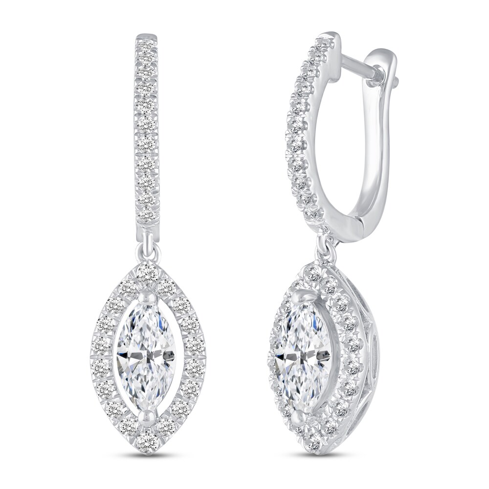 Diamond Dangle Earrings 1-1/3 ct tw Round/Marquise 14K White Gold eaZgyc2Z Diamond Dangle Earrings 1-1/3 ct tw Round/Marquise 14K White Gold eaZgyc2Z