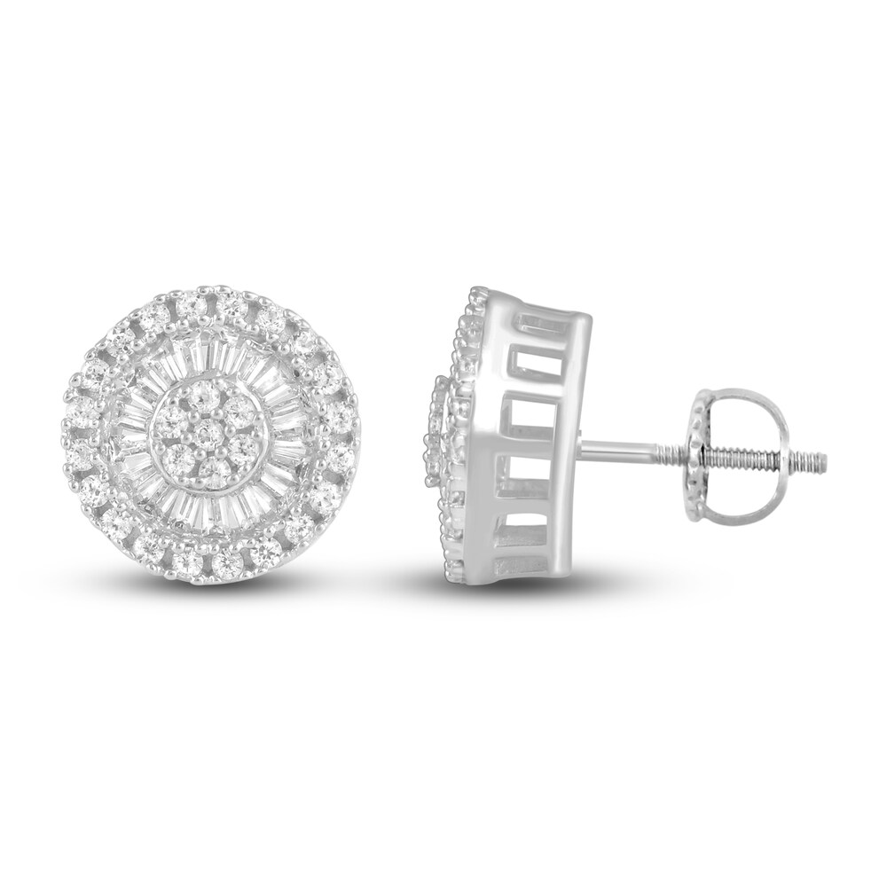 Men's Diamond Stud Earrings 3/4 ct tw Round/Baguette 10K White Gold ebUTz8JE Men's Diamond Stud Earrings 3/4 ct tw Round/Baguette 10K White Gold ebUTz8JE