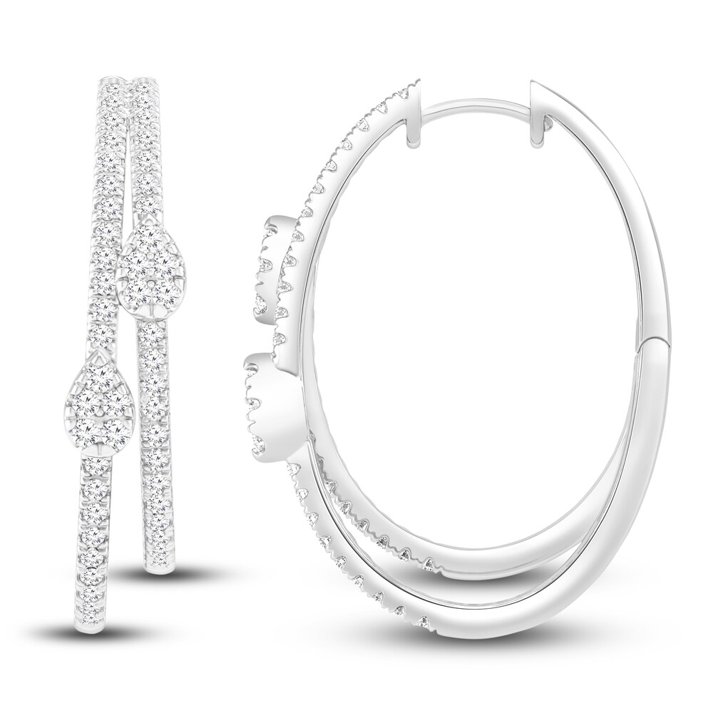 Diamond Hoop Earrings 1 ct tw Round 14K White Gold efGL8ahP Diamond Hoop Earrings 1 ct tw Round 14K White Gold efGL8ahP