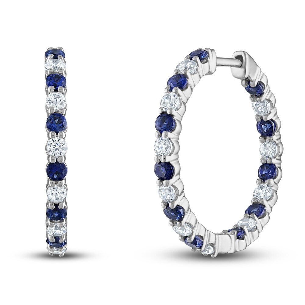 Vera Wang WISH Diamond & Blue Sapphire Hoop Earrings 3/4 ct tw Round 10K White Gold efoqjFzN Vera Wang WISH Diamond & Blue Sapphire Hoop Earrings 3/4 ct tw Round 10K White Gold efoqjFzN