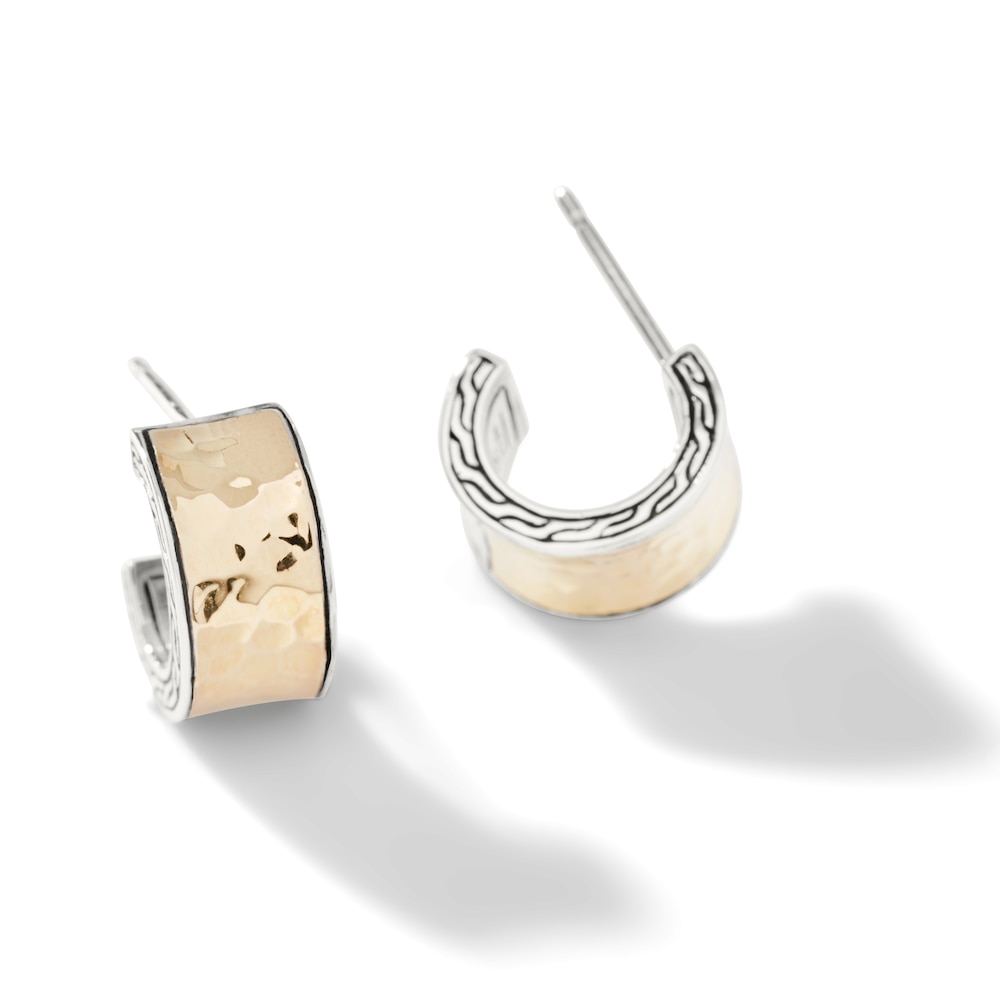John Hardy Classic Chain Palu Hoop Earrings Sterling Silver/18K Yellow Gold-Plated elQuC7XU