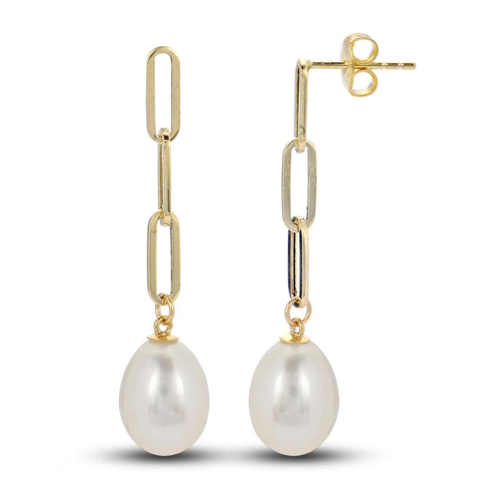 Cultured Freshwater Pearl Paperclip Dangle Earrings 14K Yellow Gold ep1suRi9 Cultured Freshwater Pearl Paperclip Dangle Earrings 14K Yellow Gold ep1suRi9