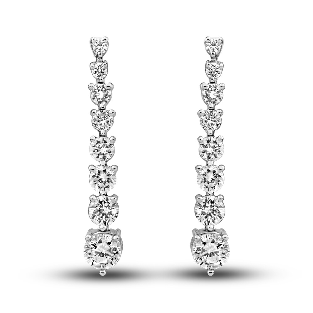 Diamond Linear Earrings 3 ct tw Round 14K White Gold evewDNJq Diamond Linear Earrings 3 ct tw Round 14K White Gold evewDNJq