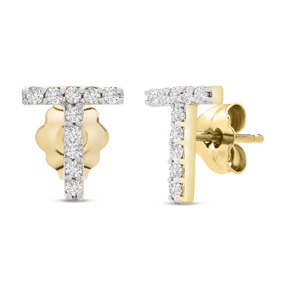 Diamond Letter T Earrings 1/10 ct tw Round 10K Yellow Gold ey3XoElV Diamond Letter T Earrings 1/10 ct tw Round 10K Yellow Gold ey3XoElV