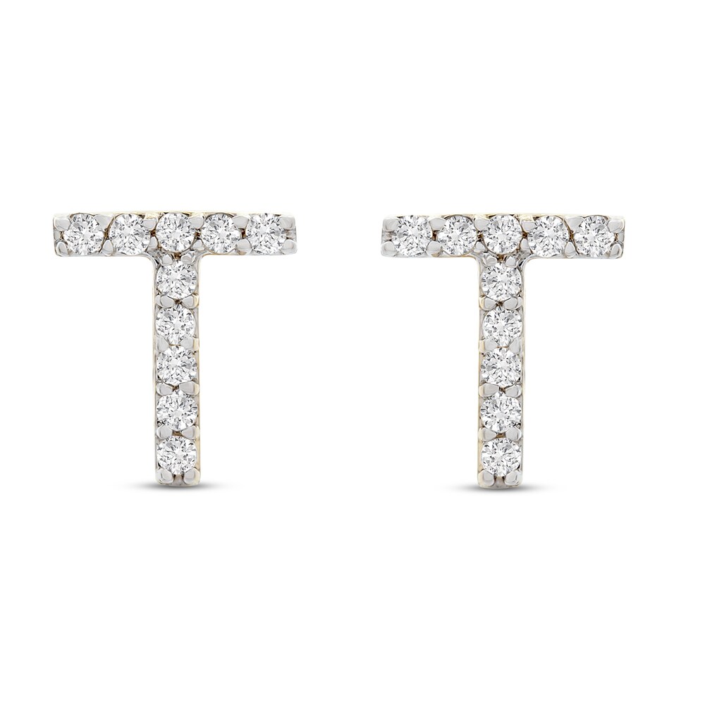 Diamond Letter T Earrings 1/10 ct tw Round 10K Yellow Gold ey3XoElV Diamond Letter T Earrings 1/10 ct tw Round 10K Yellow Gold ey3XoElV