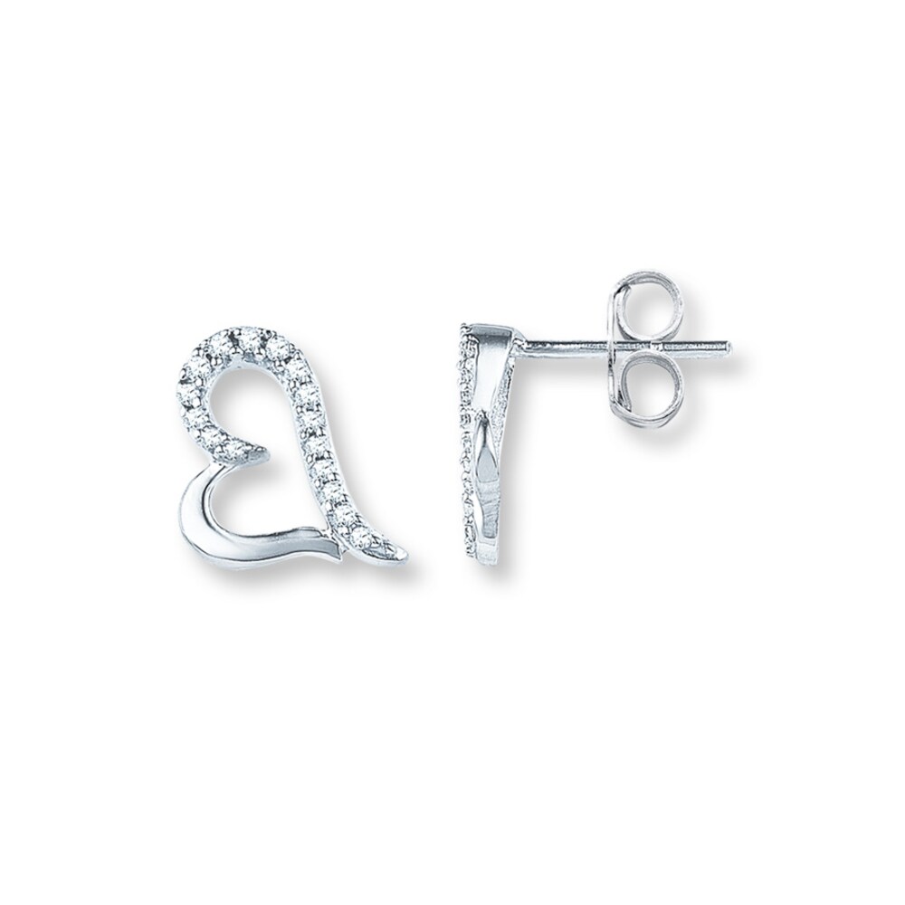 Diamond Heart Earrings 1/10 ct tw Round-cut 10K White Gold f5HprVY8 Diamond Heart Earrings 1/10 ct tw Round-cut 10K White Gold f5HprVY8
