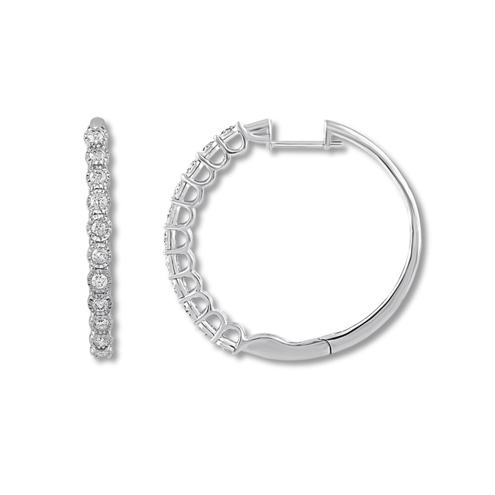 Diamond Hoop Earrings 1 ct tw Round-cut 10K White Gold f6ZeU0cX Diamond Hoop Earrings 1 ct tw Round-cut 10K White Gold f6ZeU0cX