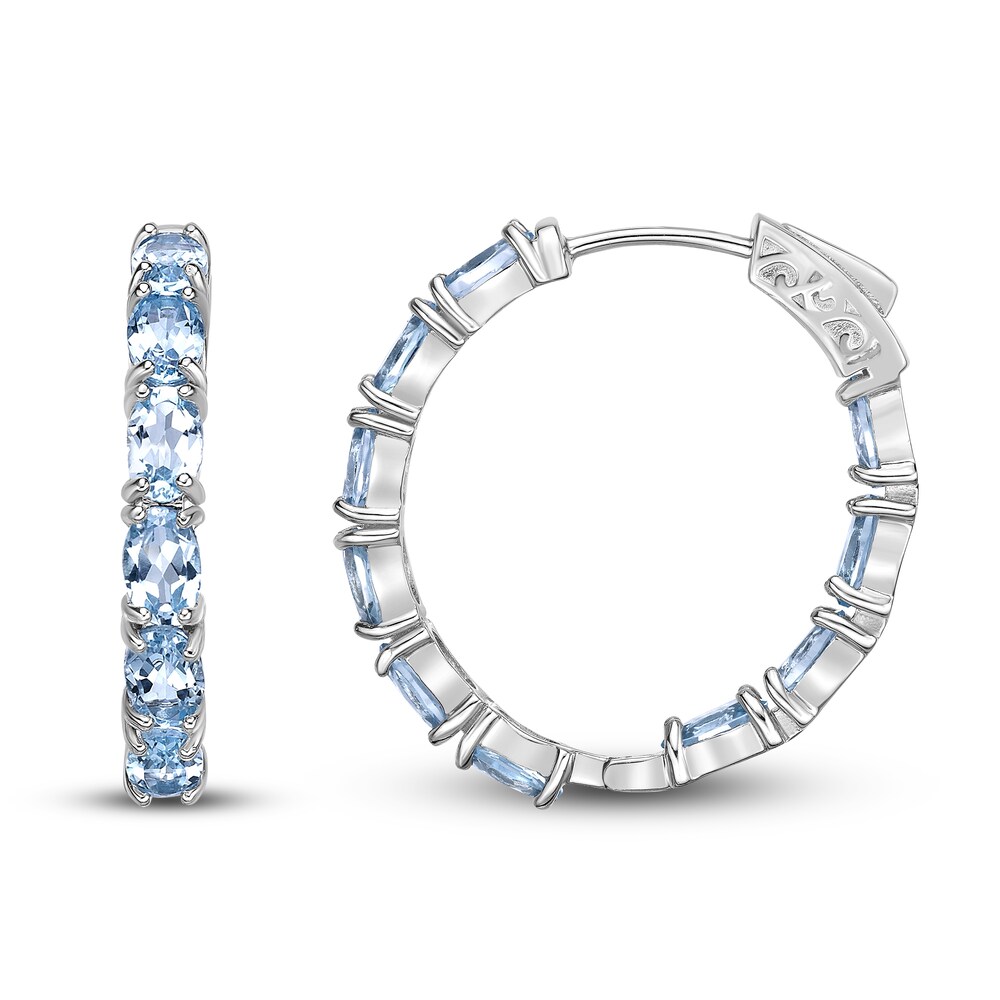 Natural Blue Topaz Hoop Earrings Sterling Silver f7AVEu6C Natural Blue Topaz Hoop Earrings Sterling Silver f7AVEu6C