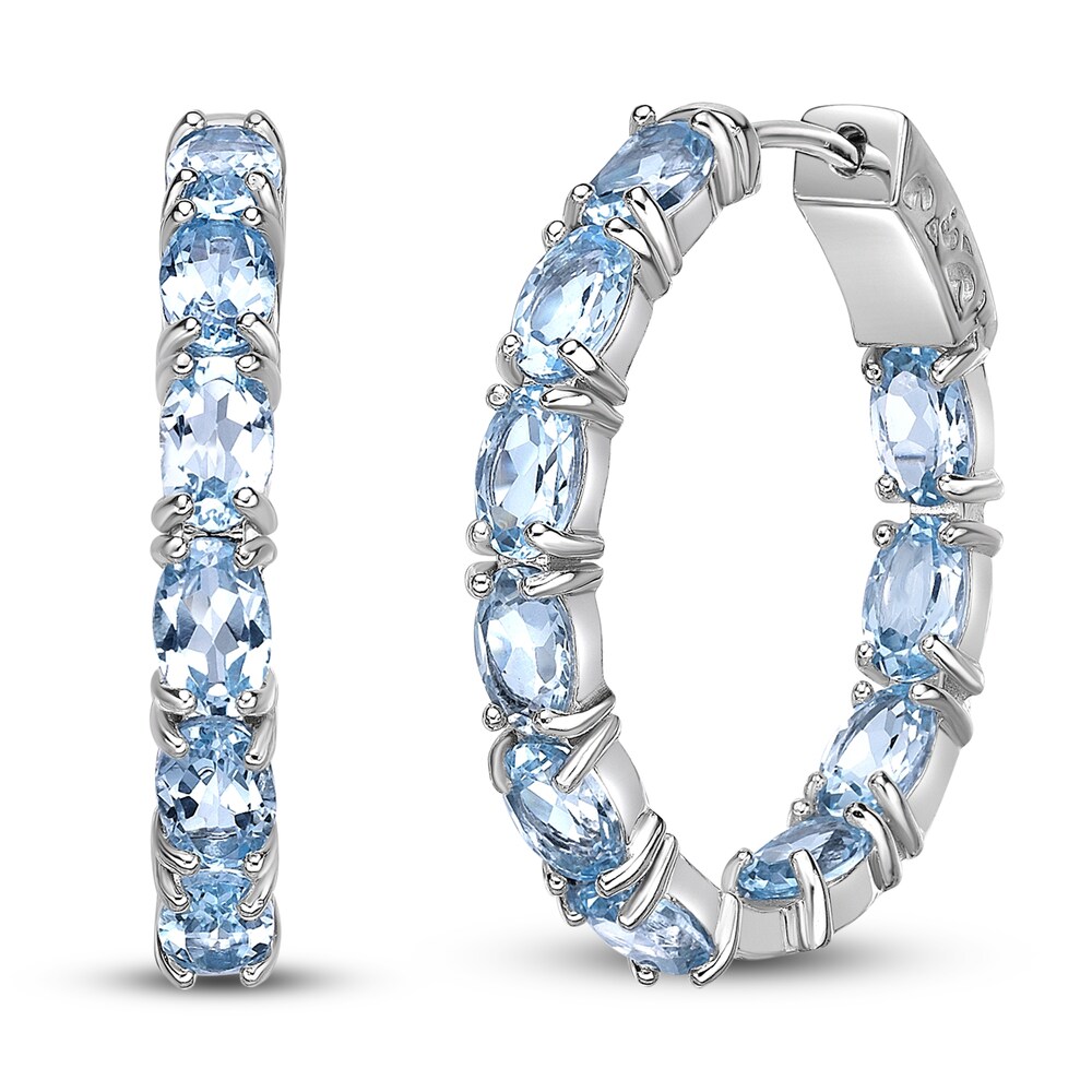 Natural Blue Topaz Hoop Earrings Sterling Silver f7AVEu6C Natural Blue Topaz Hoop Earrings Sterling Silver f7AVEu6C