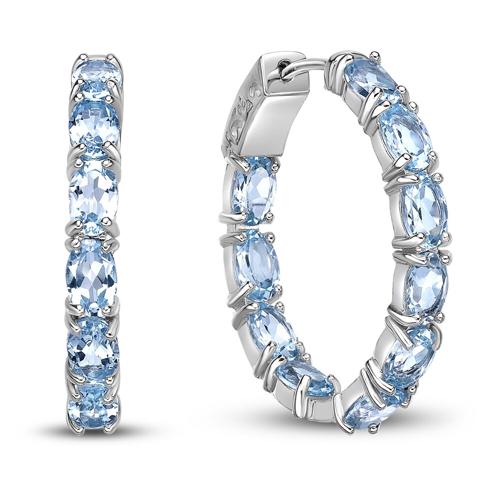 Natural Blue Topaz Hoop Earrings Sterling Silver f7AVEu6C Natural Blue Topaz Hoop Earrings Sterling Silver f7AVEu6C