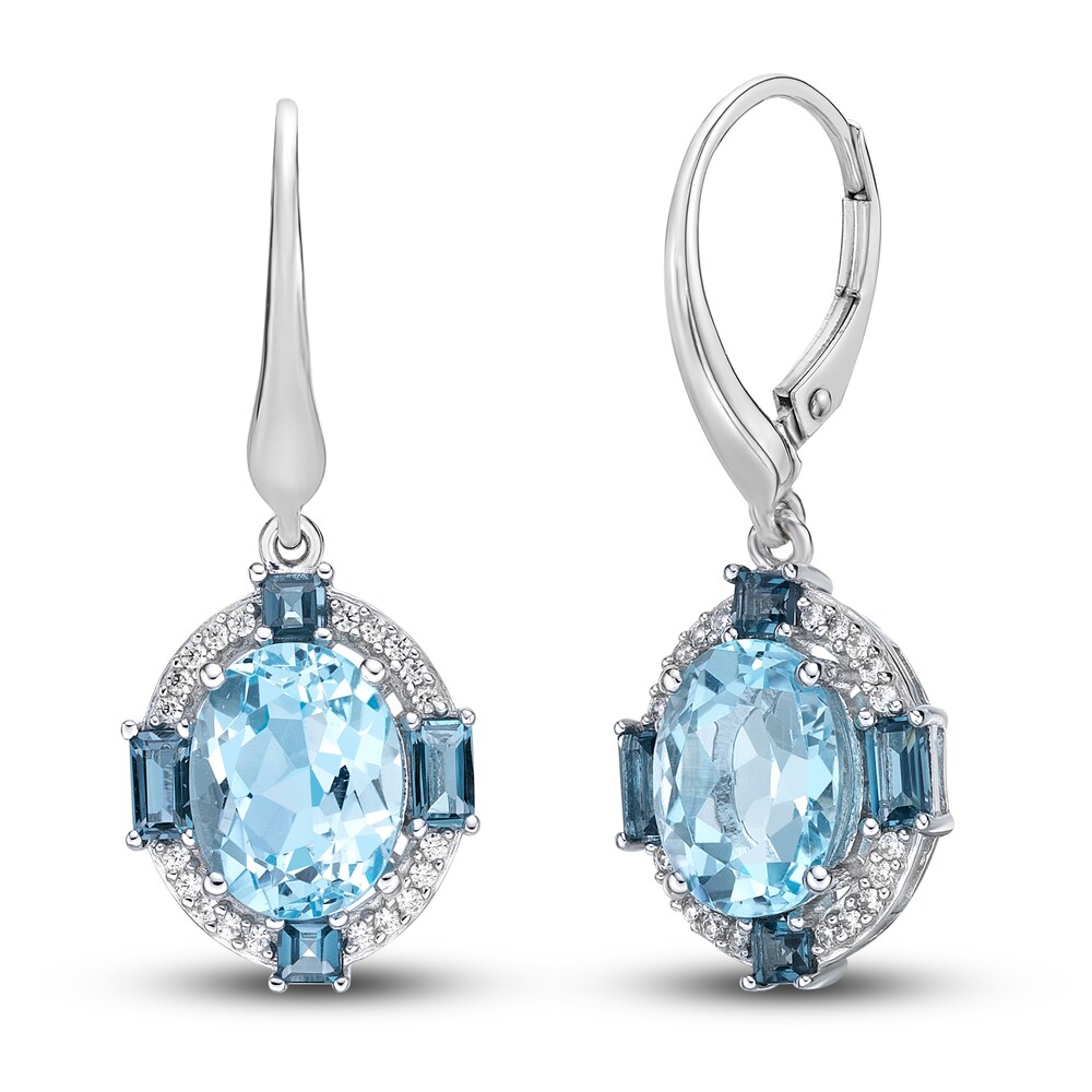 Natural Blue Topaz Drop Earrings 1/6 ct tw Diamonds 10K White Gold f8YufVJB Natural Blue Topaz Drop Earrings 1/6 ct tw Diamonds 10K White Gold f8YufVJB