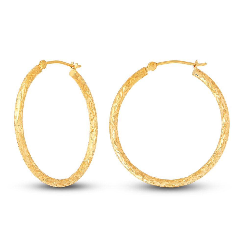 Diamond-Cut Round Tube Hoop Earrings 14K Yellow Gold fBYM5UBh