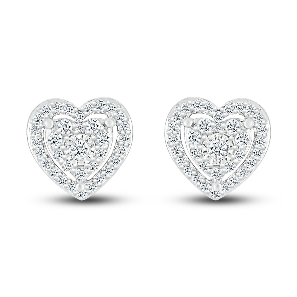 Diamond Heart Stud Earrings 1/4 ct tw Round 10K White Gold fQol3xME Diamond Heart Stud Earrings 1/4 ct tw Round 10K White Gold fQol3xME
