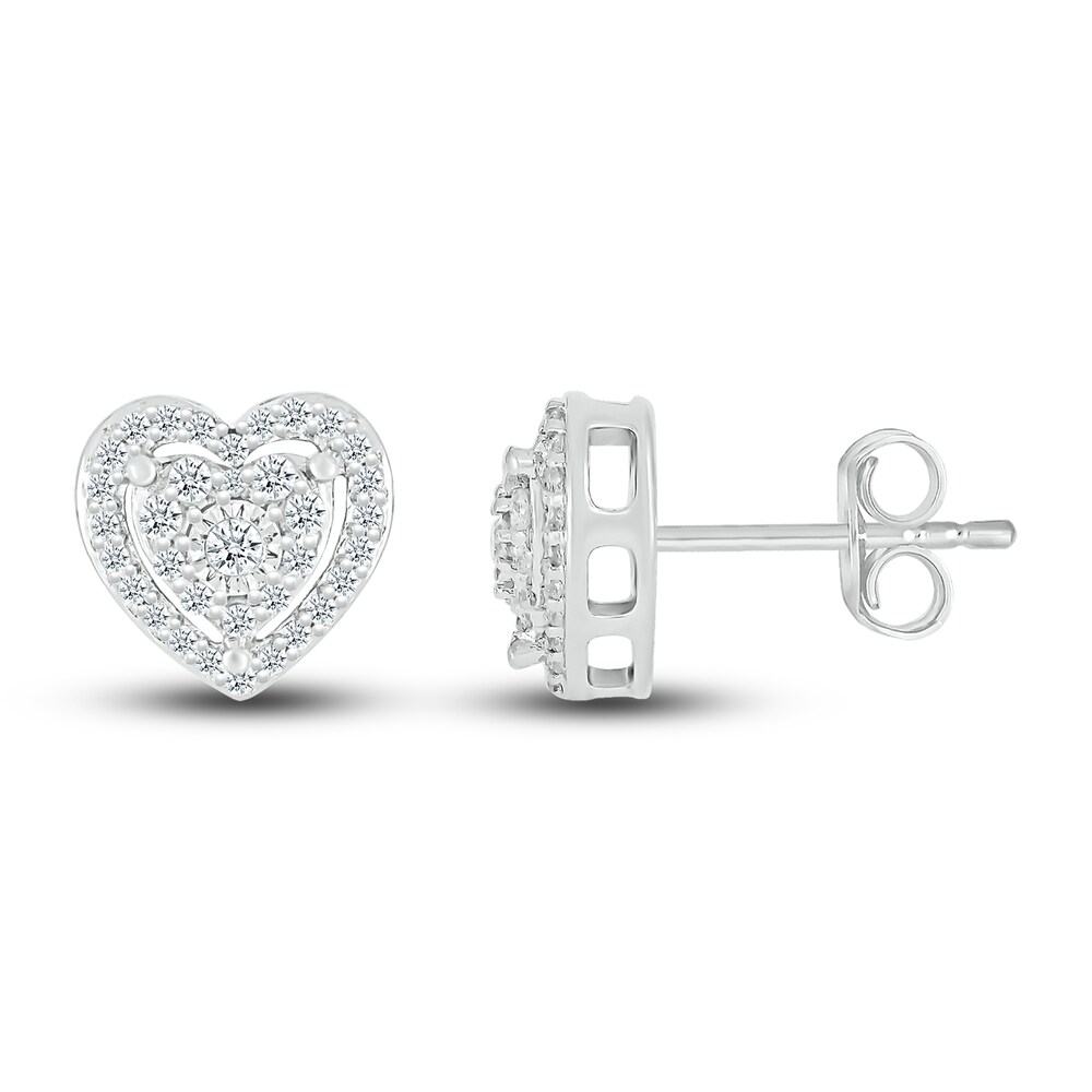 Diamond Heart Stud Earrings 1/4 ct tw Round 10K White Gold fQol3xME Diamond Heart Stud Earrings 1/4 ct tw Round 10K White Gold fQol3xME