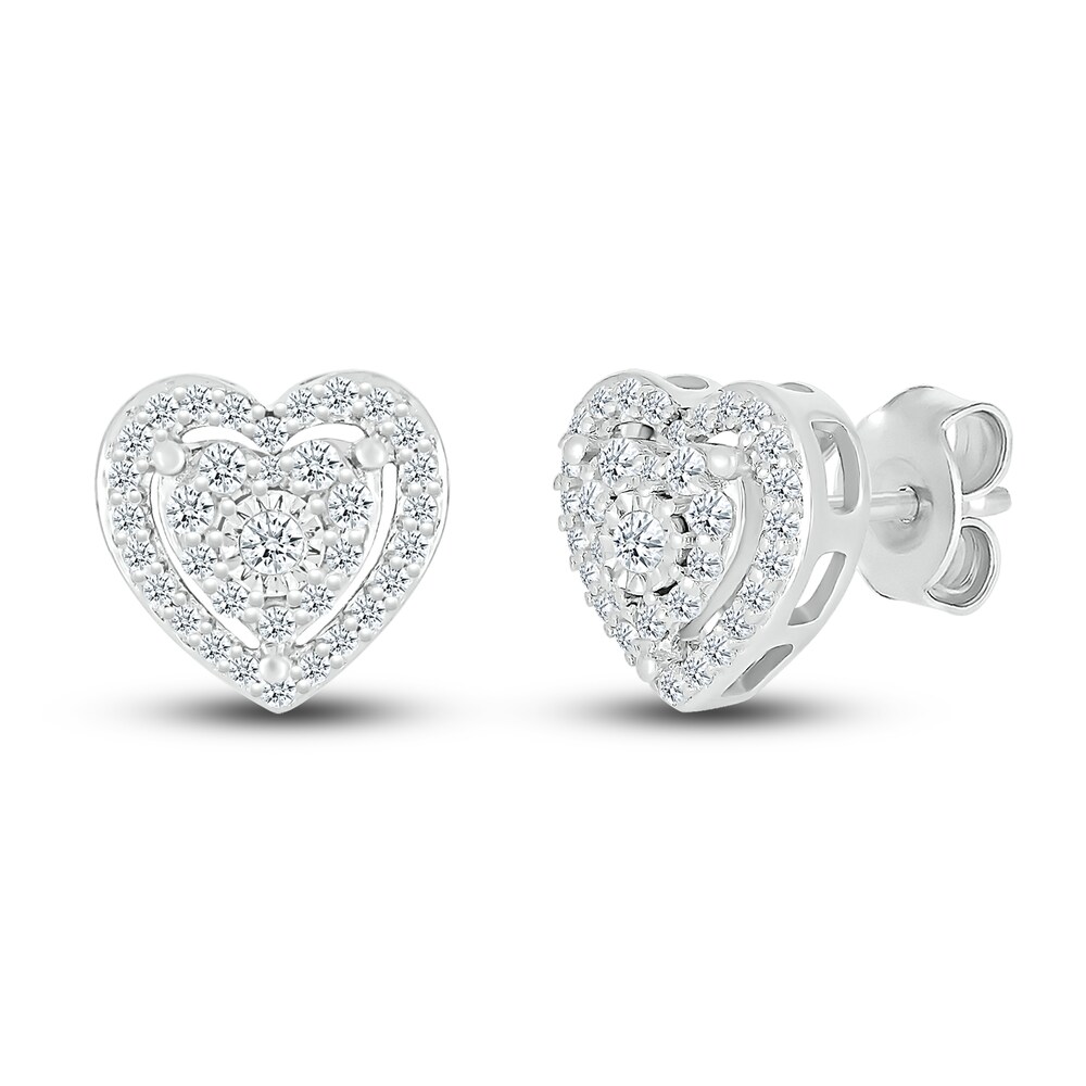 Diamond Heart Stud Earrings 1/4 ct tw Round 10K White Gold fQol3xME Diamond Heart Stud Earrings 1/4 ct tw Round 10K White Gold fQol3xME