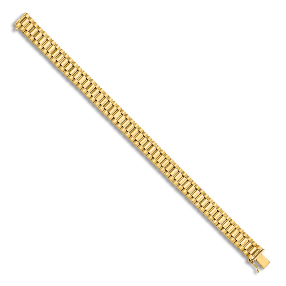 Men\'s High-Polish Link Bracelet 14K Yellow Gold 8\" fXFE7EFj