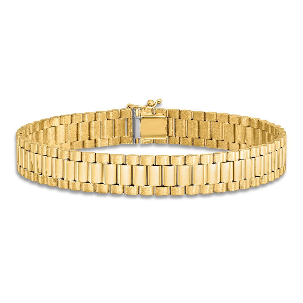 Men\'s High-Polish Link Bracelet 14K Yellow Gold 8\" fXFE7EFj