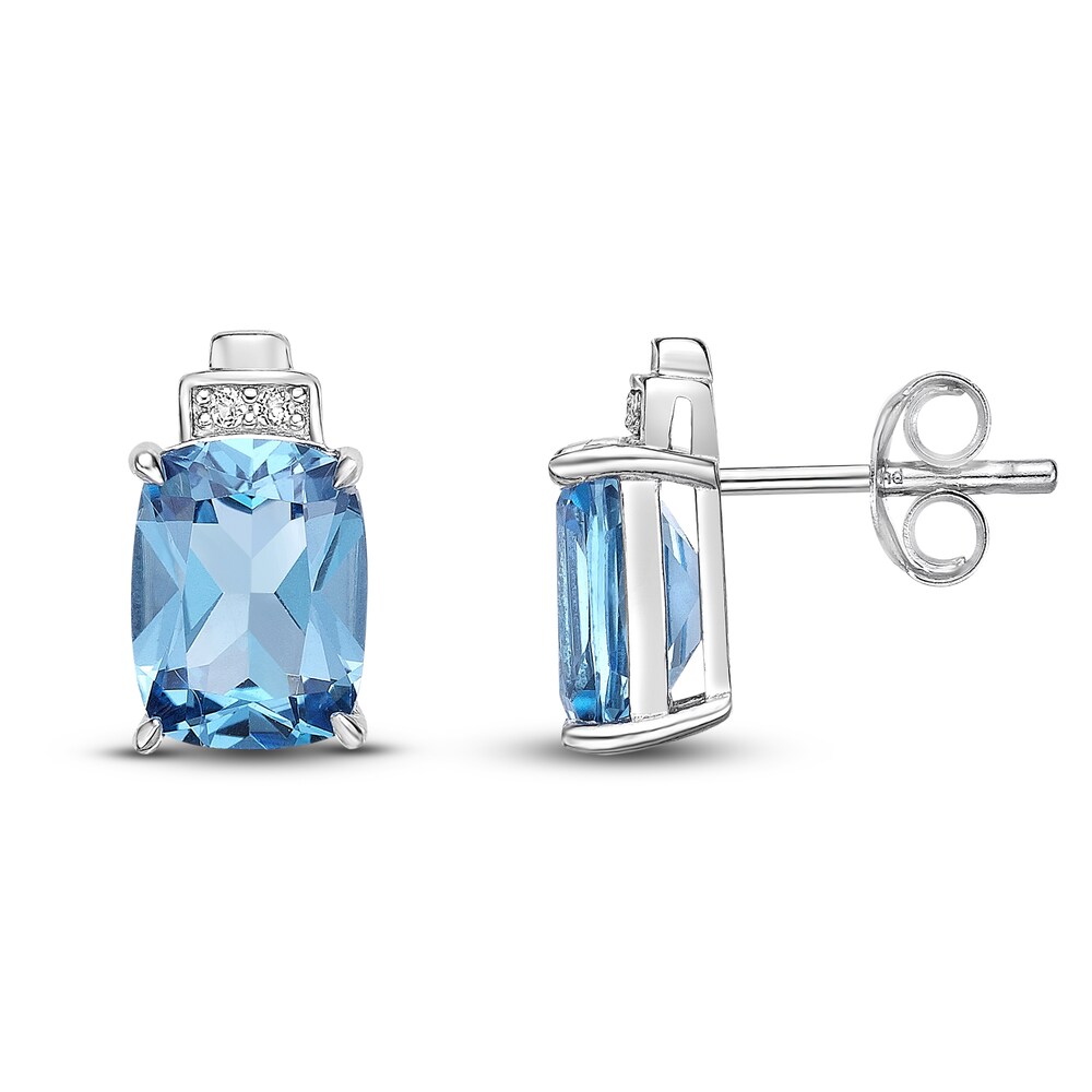 Natural Blue Topaz & Lab-Created White Sapphire Stud Earrings 10K White Gold fYaMkXUs Natural Blue Topaz & Lab-Created White Sapphire Stud Earrings 10K White Gold fYaMkXUs