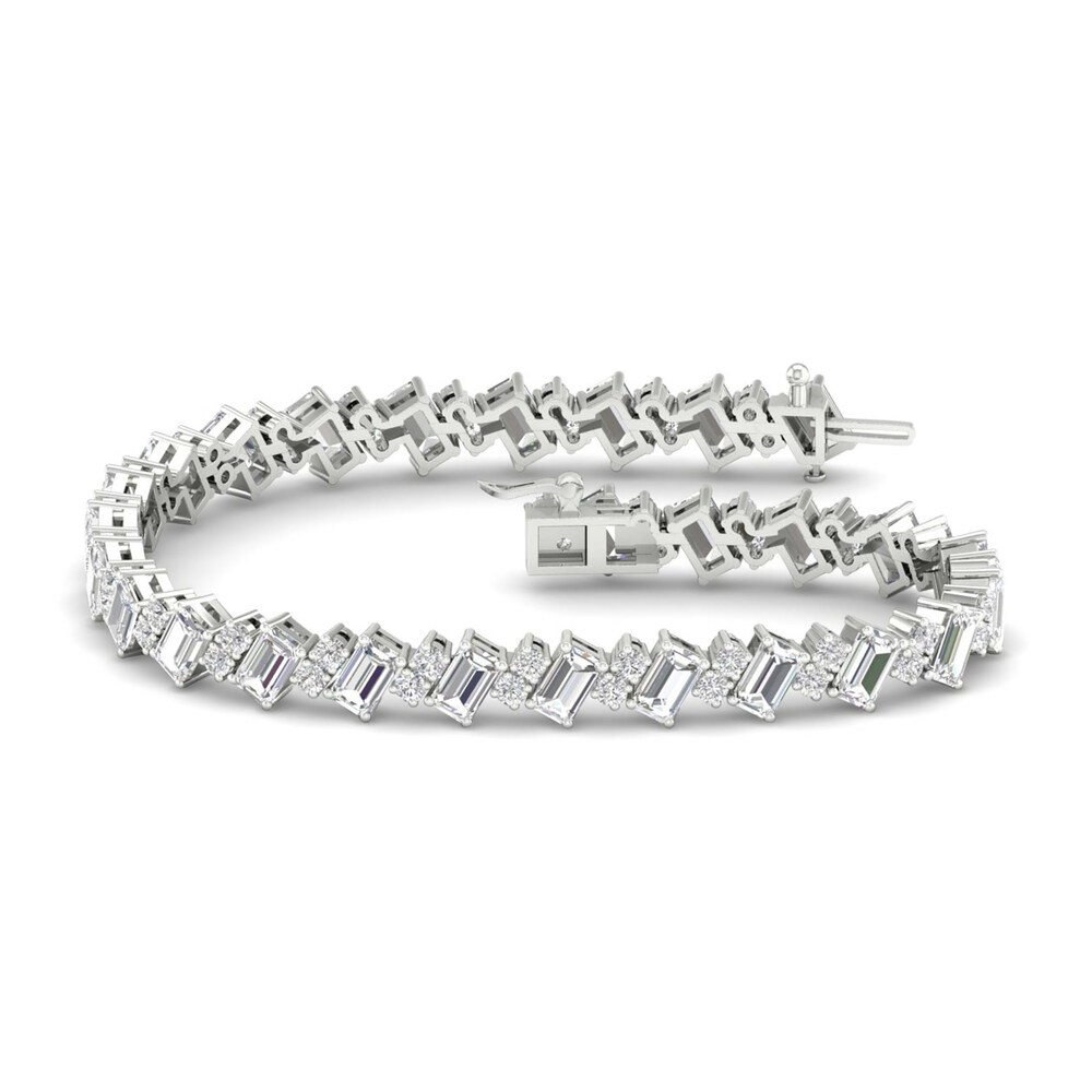 Lab-Created Diamond Tennis Bracelet 8-1/2 ct tw Emerald/Round 14K White Gold fbdlM4Ud Lab-Created Diamond Tennis Bracelet 8-1/2 ct tw Emerald/Round 14K White Gold fbdlM4Ud